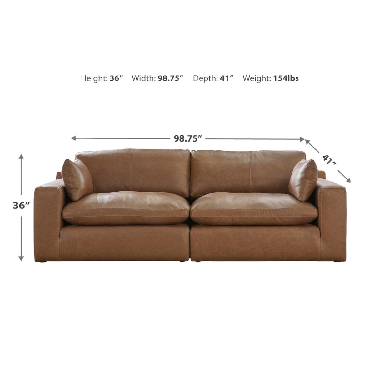 Belvedere 2-Piece Leather Modular Loveseat