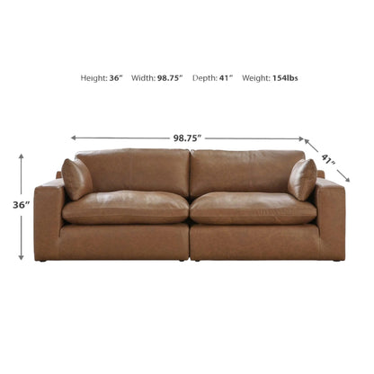 Belvedere 2-Piece Leather Modular Loveseat