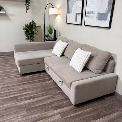 Beige Ikea Friheten Sectional with Sleeper and Storage