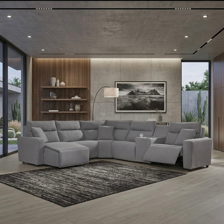 Maverick 6-Piece Dual Power Reclining Sectional with Chaise and Consoles
