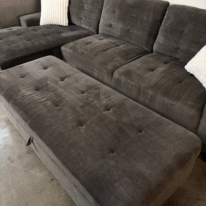 Gray Sectional with Storage Ottoman
