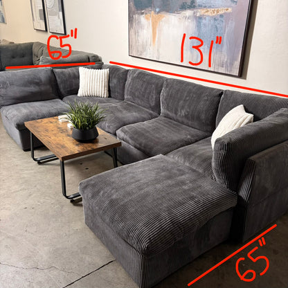 Gray Corduroy Modular Sectional