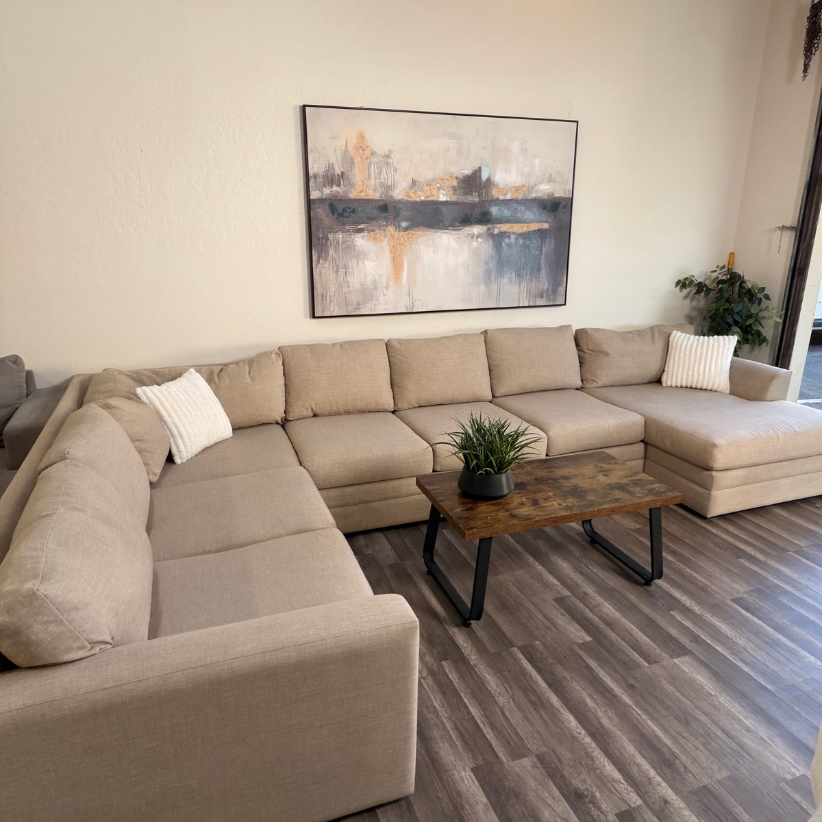 Oversized Beige U Shaped Sectional