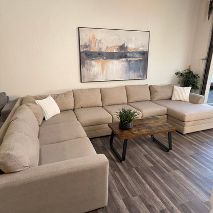 Oversized Beige U Shaped Sectional