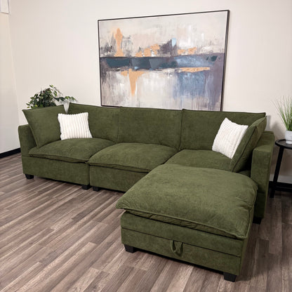 Sonoma Cloud 4-Piece Modular Sectional - Olive Green