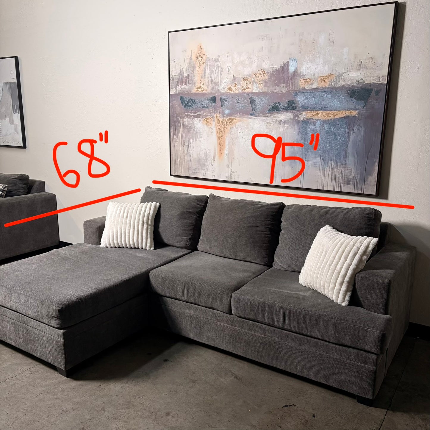 Living Spaces Gray Sectional with Pullout Bed