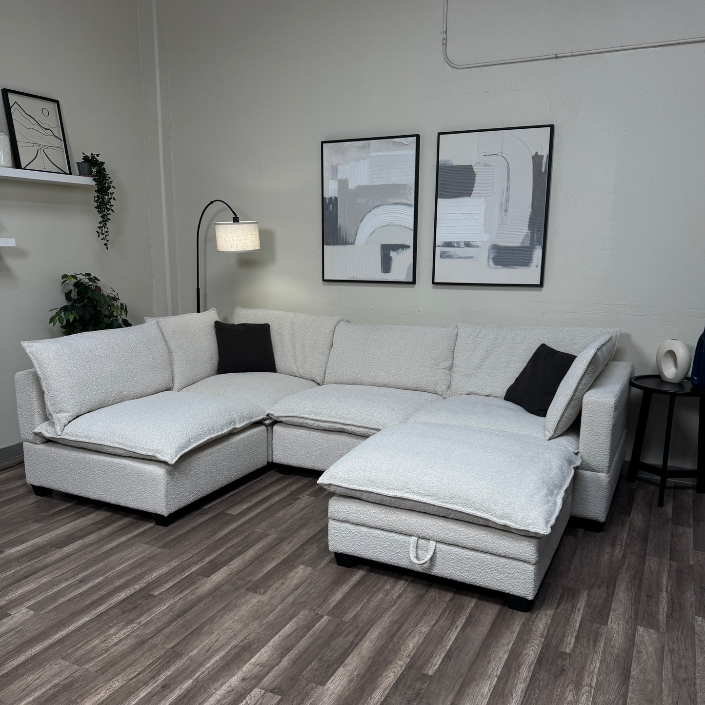 New In Box Cloud Boucle Modular Sectional - 5 Piece
