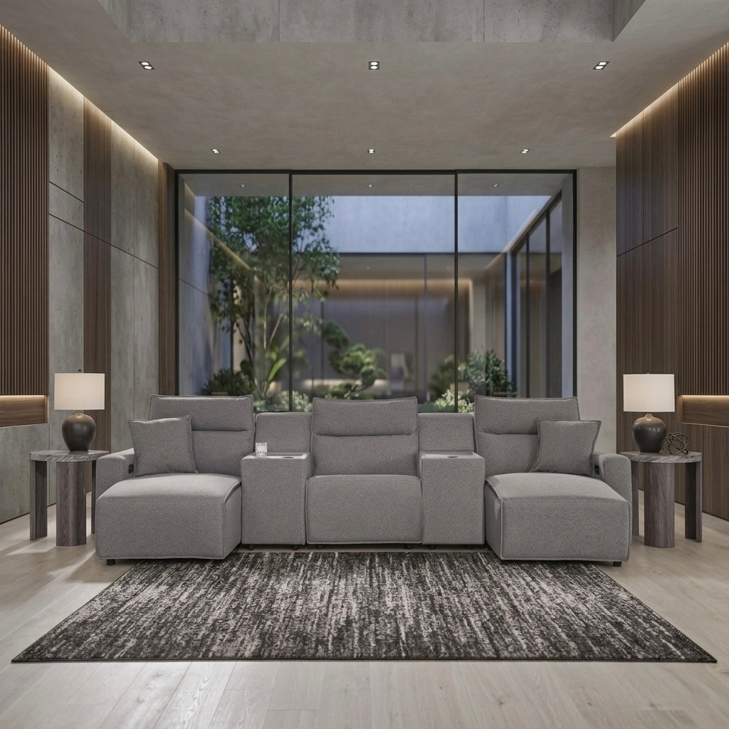 Maverick 5-Piece Dual Power Reclining Sectional with Double Chaise and Consoles