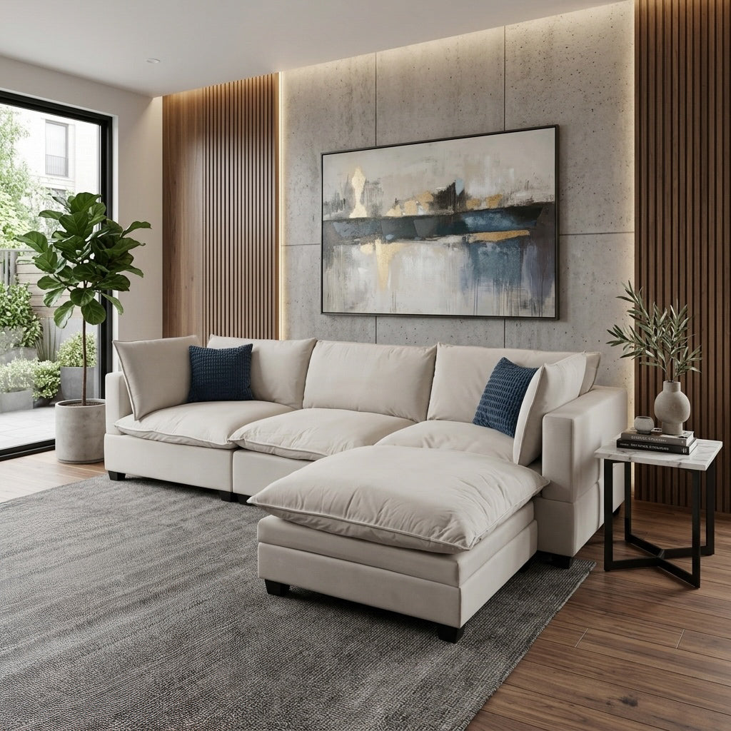 Sonoma Cloud 4-Piece Modular Sectional - Cream Velvet