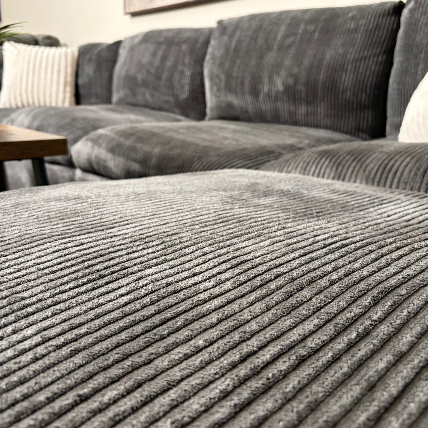 Gray Corduroy Modular Sectional