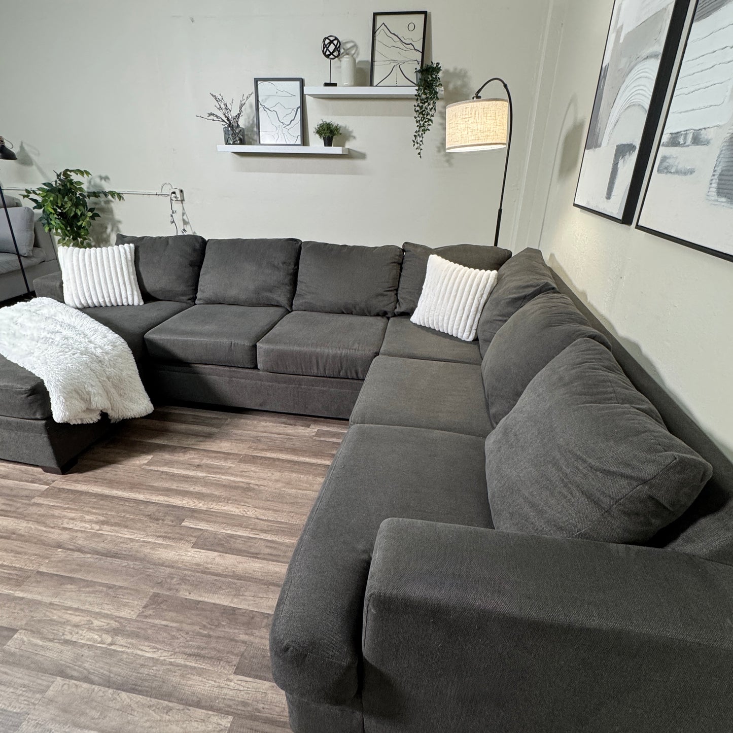 Living Spaces Dark Gray U Shaped Sectional