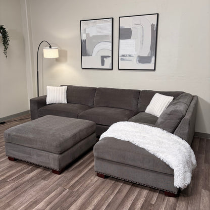 Gray Thomasville Sectional with Ottoman
