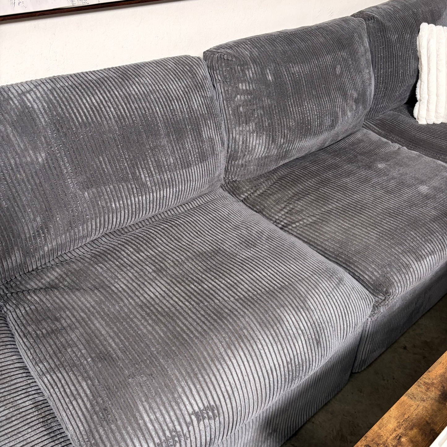 Gray Corduroy Modular Sectional