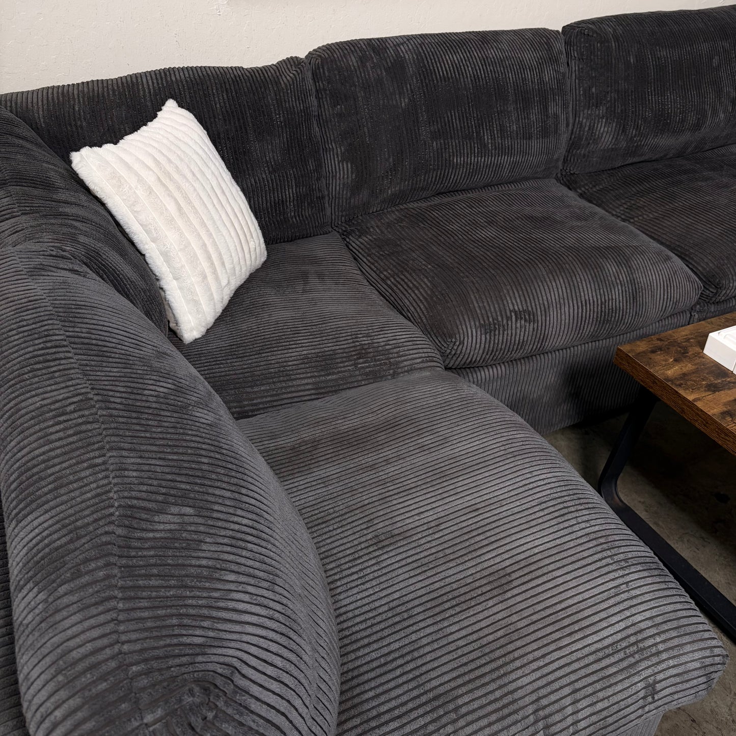 Gray Corduroy Modular Sectional