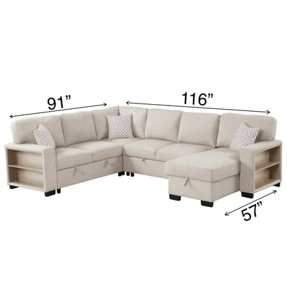 Atlantic Beige Sectional Sleeper with Storage