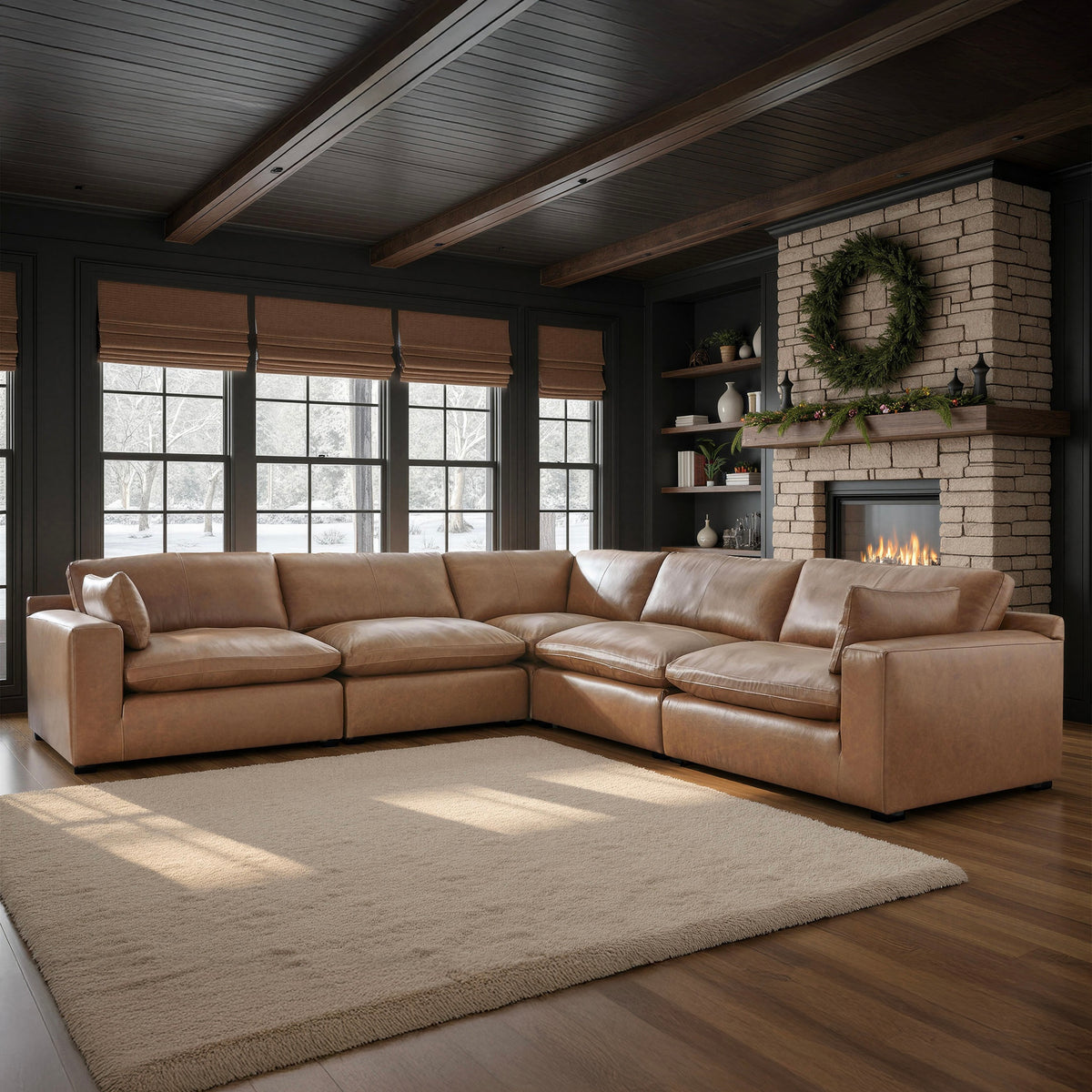 Belvedere 5-Piece Leather Modular Sectional