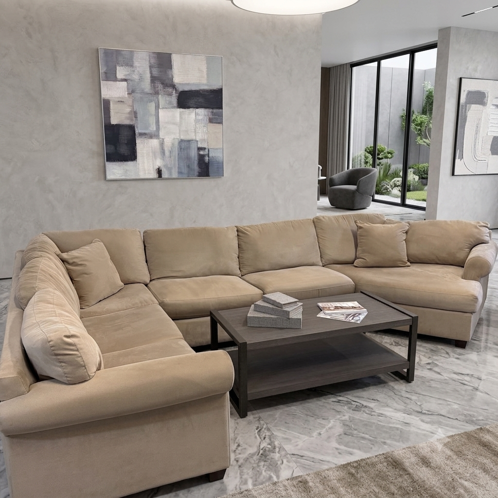 Mocha Beige 3 Piece Oversized U-Shaped Sectional