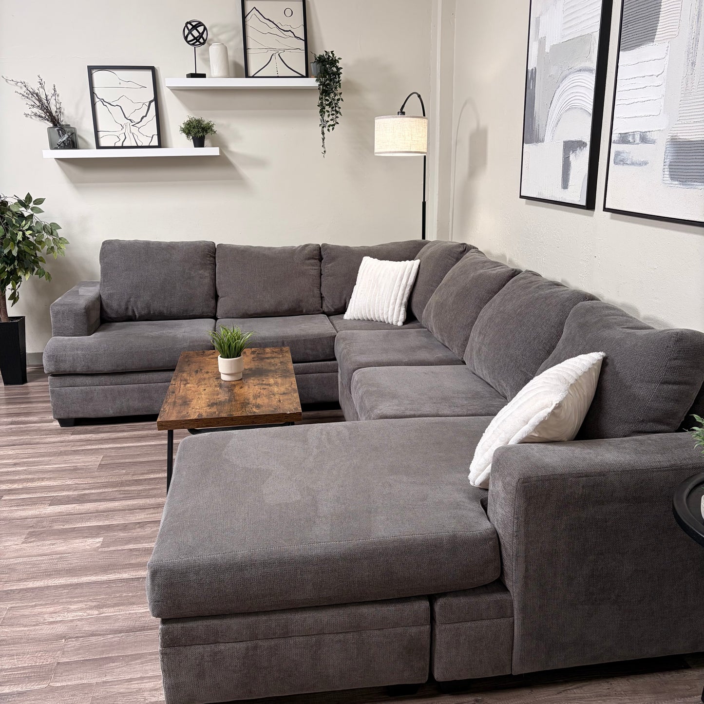 Living Spaces Gray U Shaped Sectional
