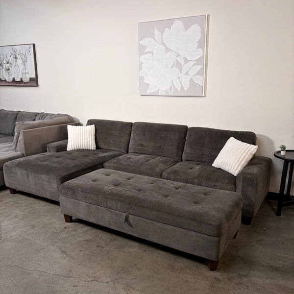 Gray Sectional with Storage Ottoman