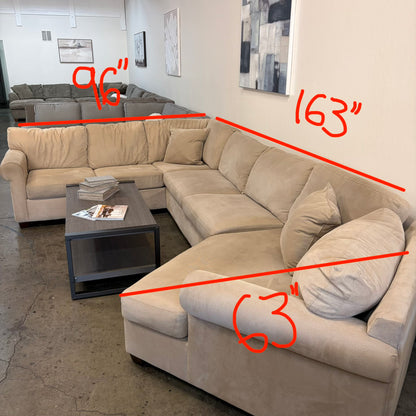 Mocha Beige 3 Piece Oversized U-Shaped Sectional