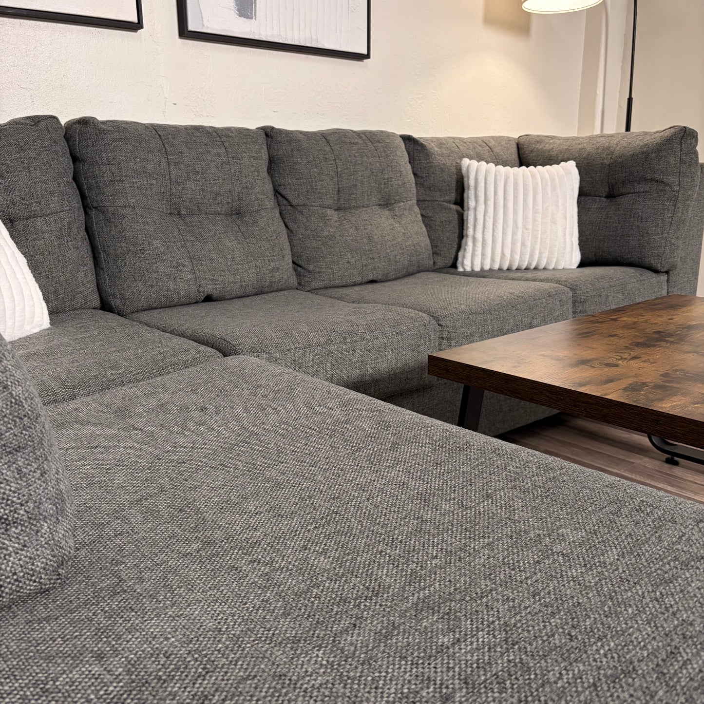 Living Spaces Gray L Shaped Sectional