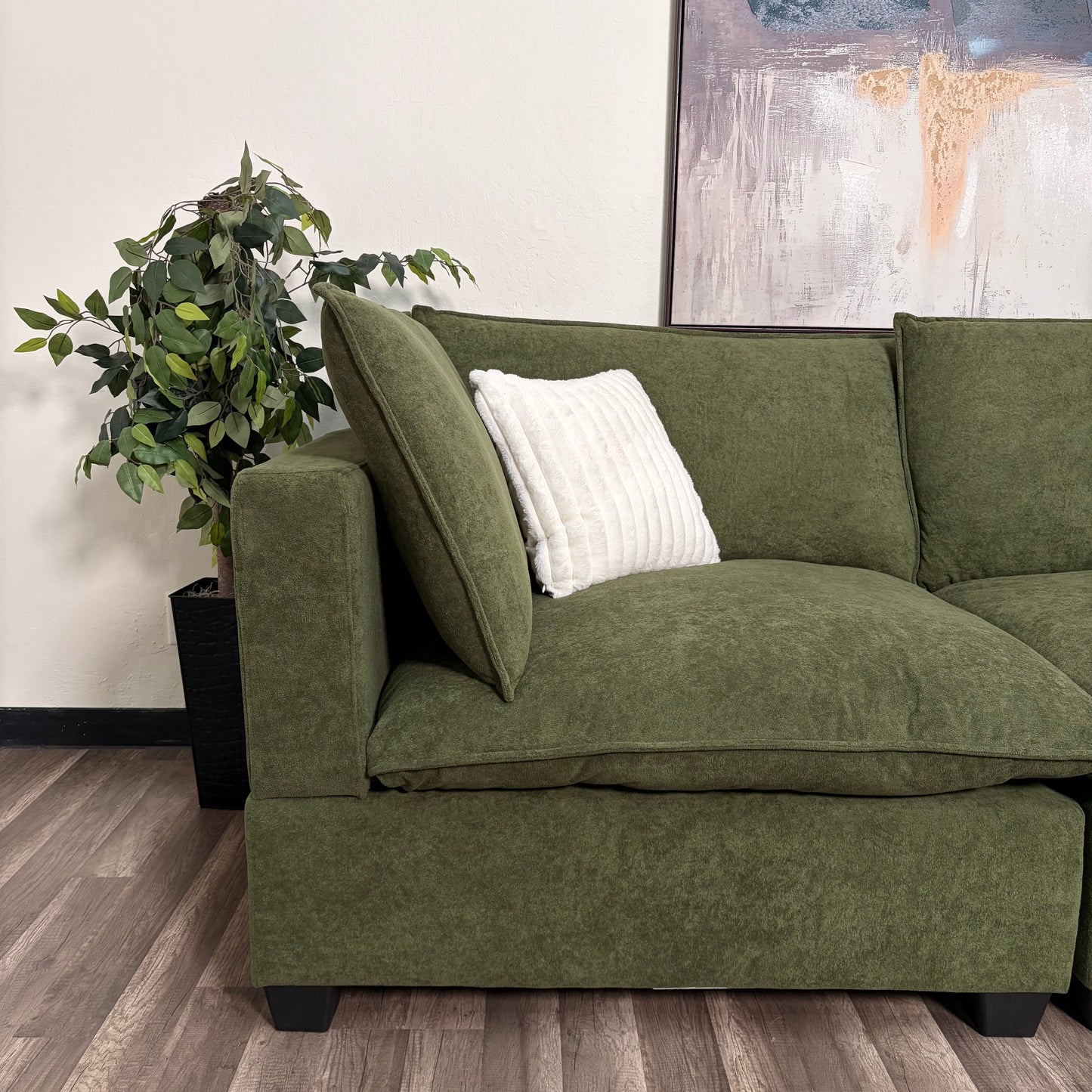 Sonoma Cloud 4-Piece Modular Sectional - Olive Green