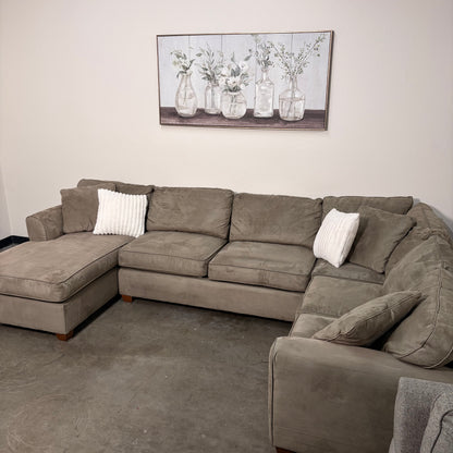Tan Microfiber U Shaped Sectional