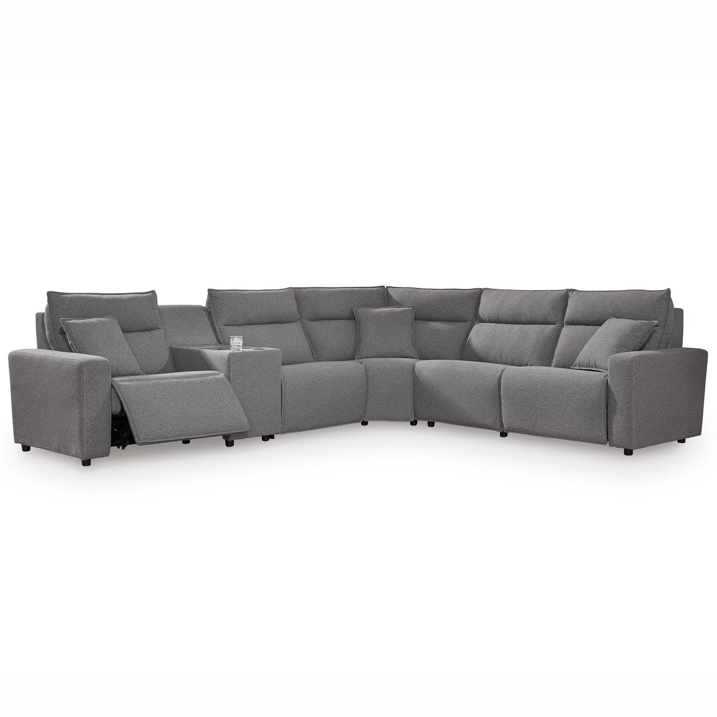 Maverick 6-Piece Dual Power Reclining Sectional with 3 Reclining Seats and Console