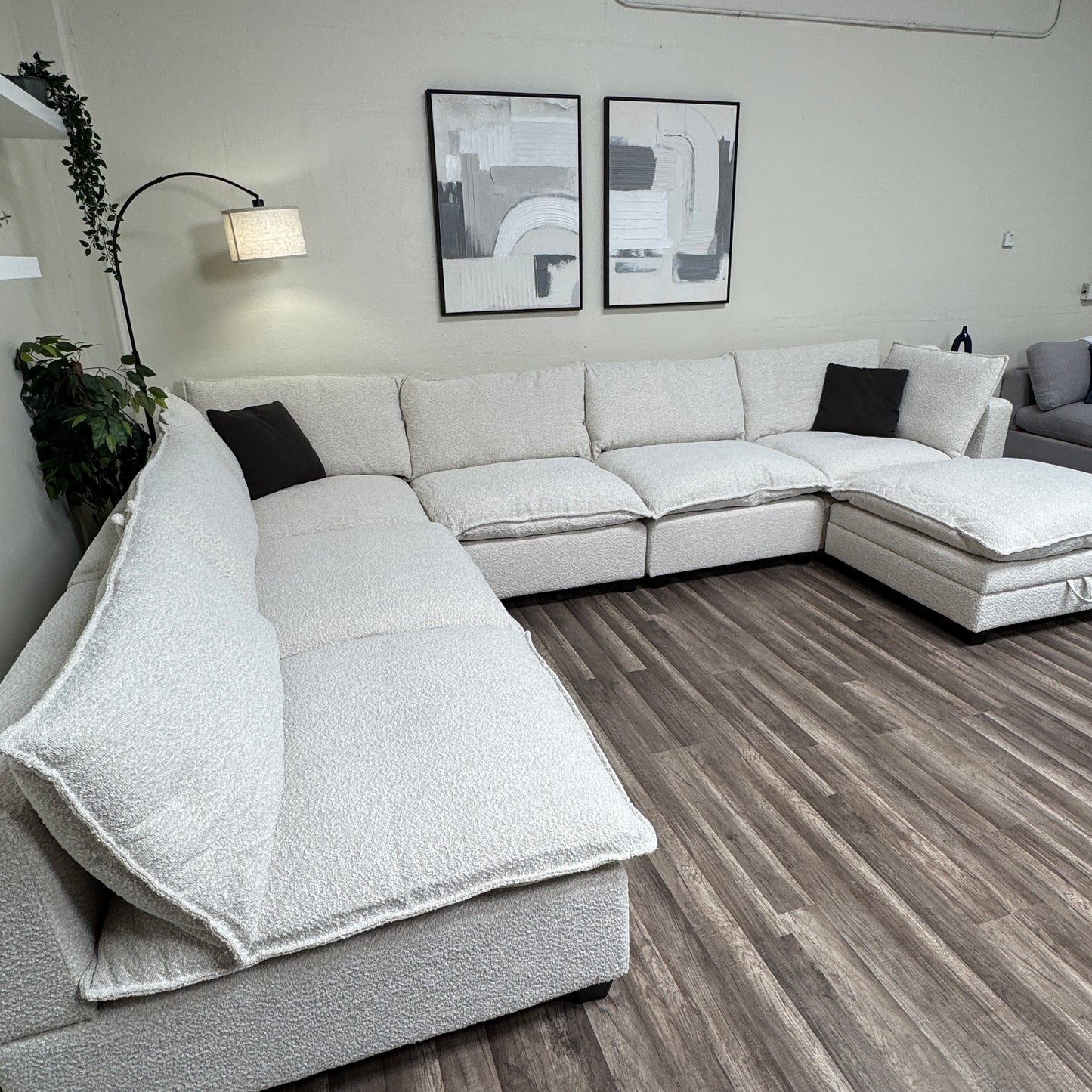New In Box Cloud Boucle Modular Sectional - 7 Piece