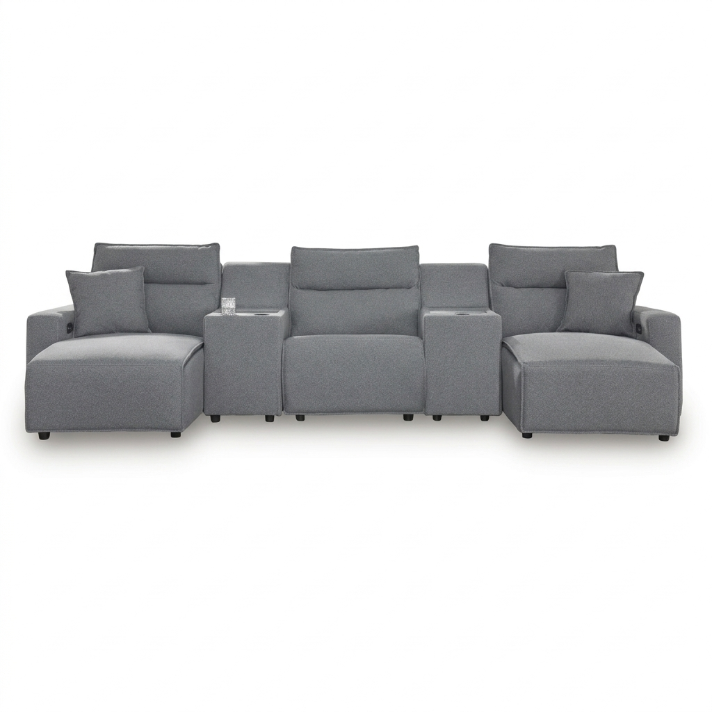 Maverick 5-Piece Dual Power Reclining Sectional with Double Chaise and Consoles