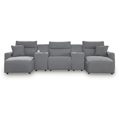 Maverick 5-Piece Dual Power Reclining Sectional with Double Chaise and Consoles