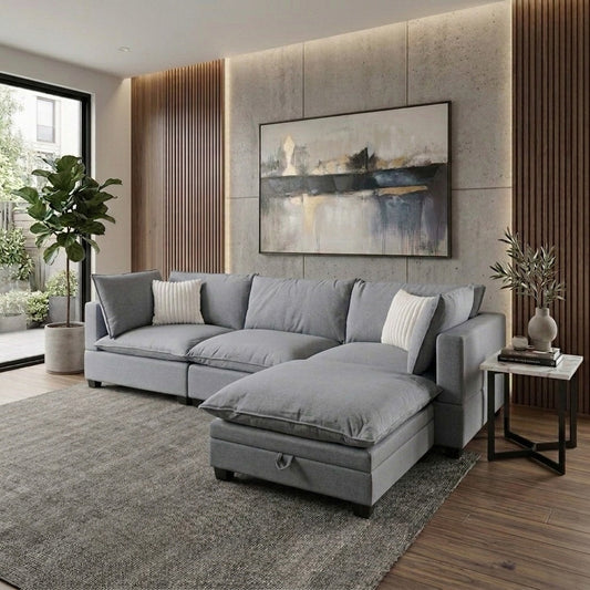 Sonoma Cloud 4-Piece Modular Sectional - Gray Performance