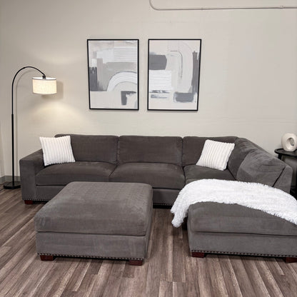 Gray Thomasville Sectional with Ottoman