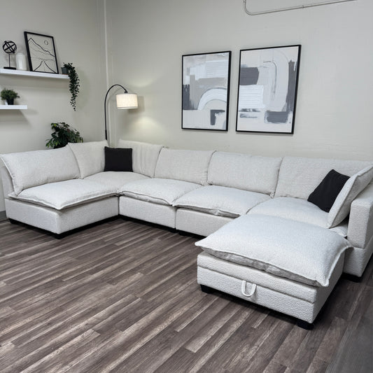 New In Box Cloud Boucle Modular Sectional - 6 Piece