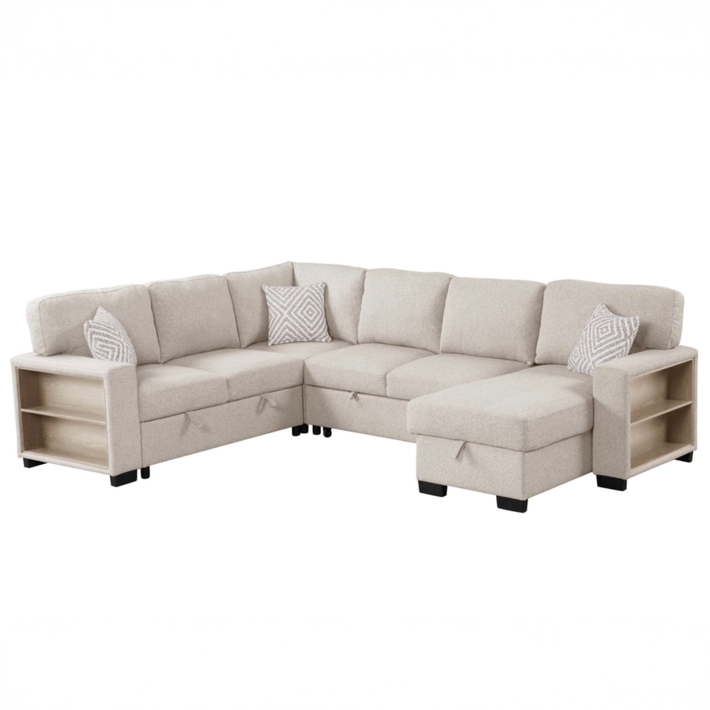 Atlantic Beige Sectional Sleeper with Storage