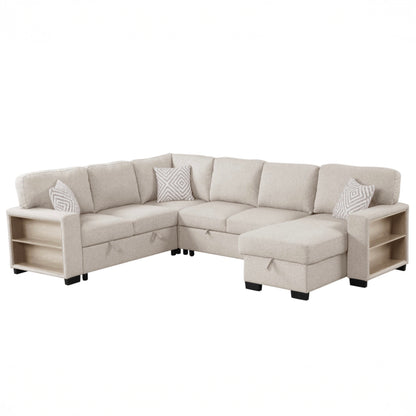 Atlantic Beige Sectional Sleeper with Storage