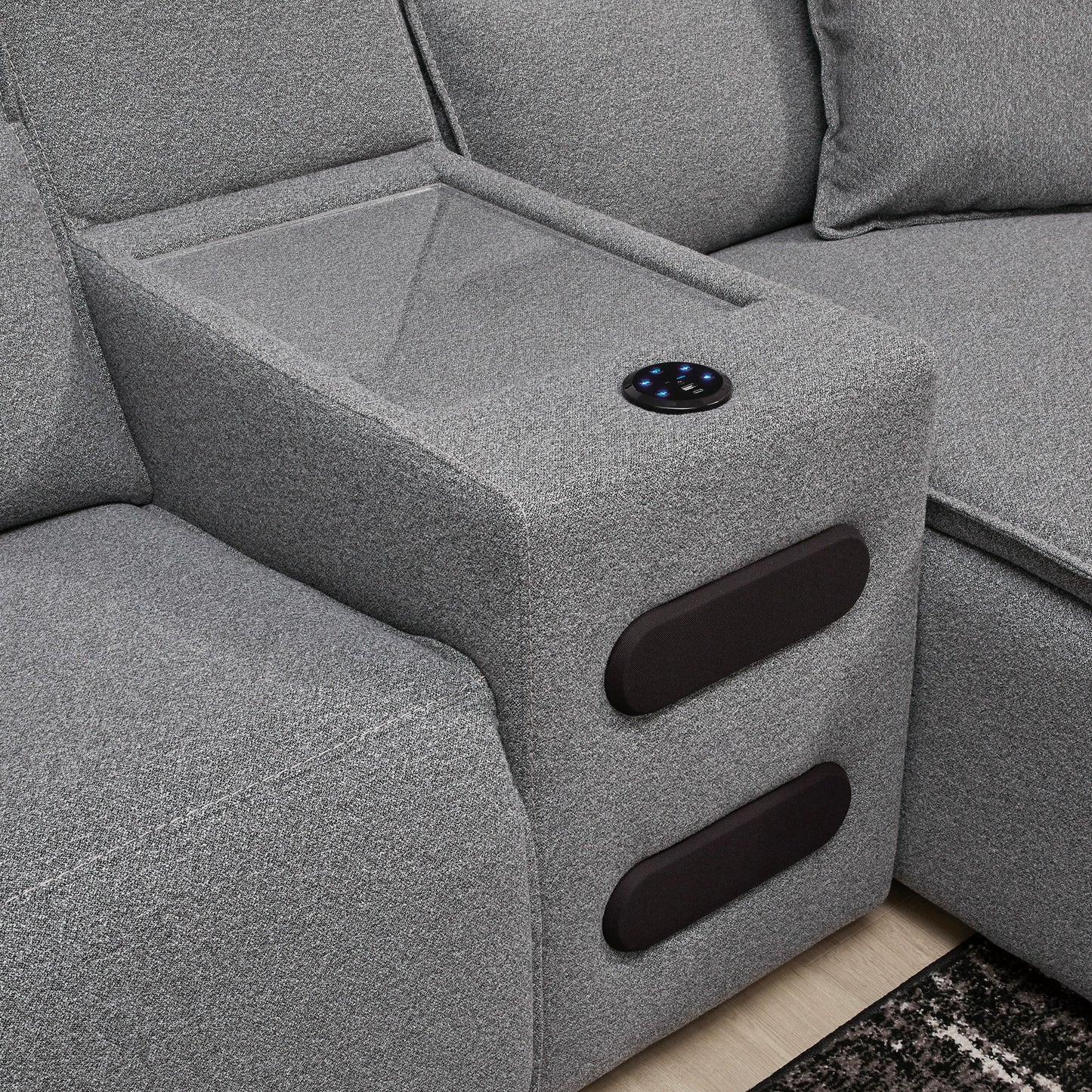 Maverick 3-Piece Dual Power Reclining Sectional with Chaise and Audio Console