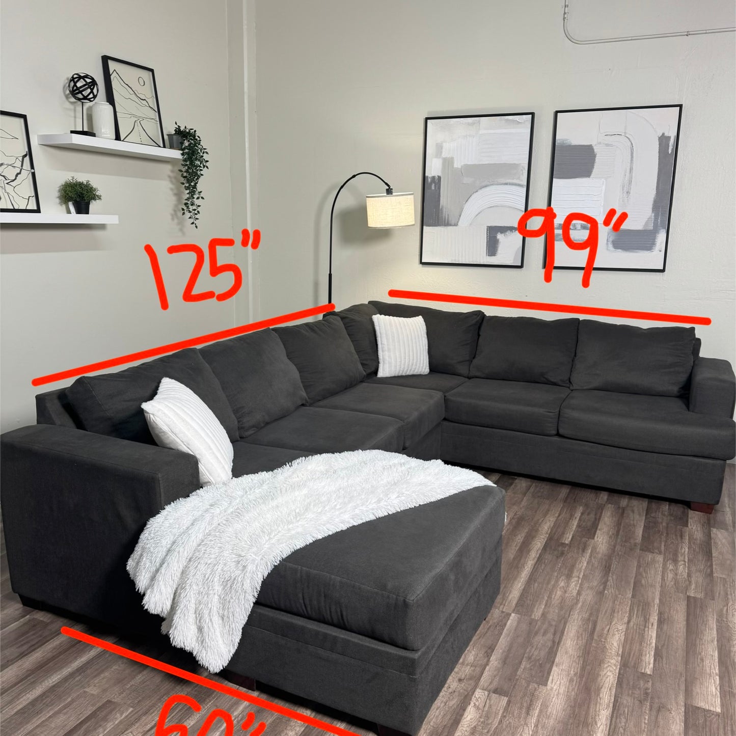 Living Spaces Dark Gray U Shaped Sectional