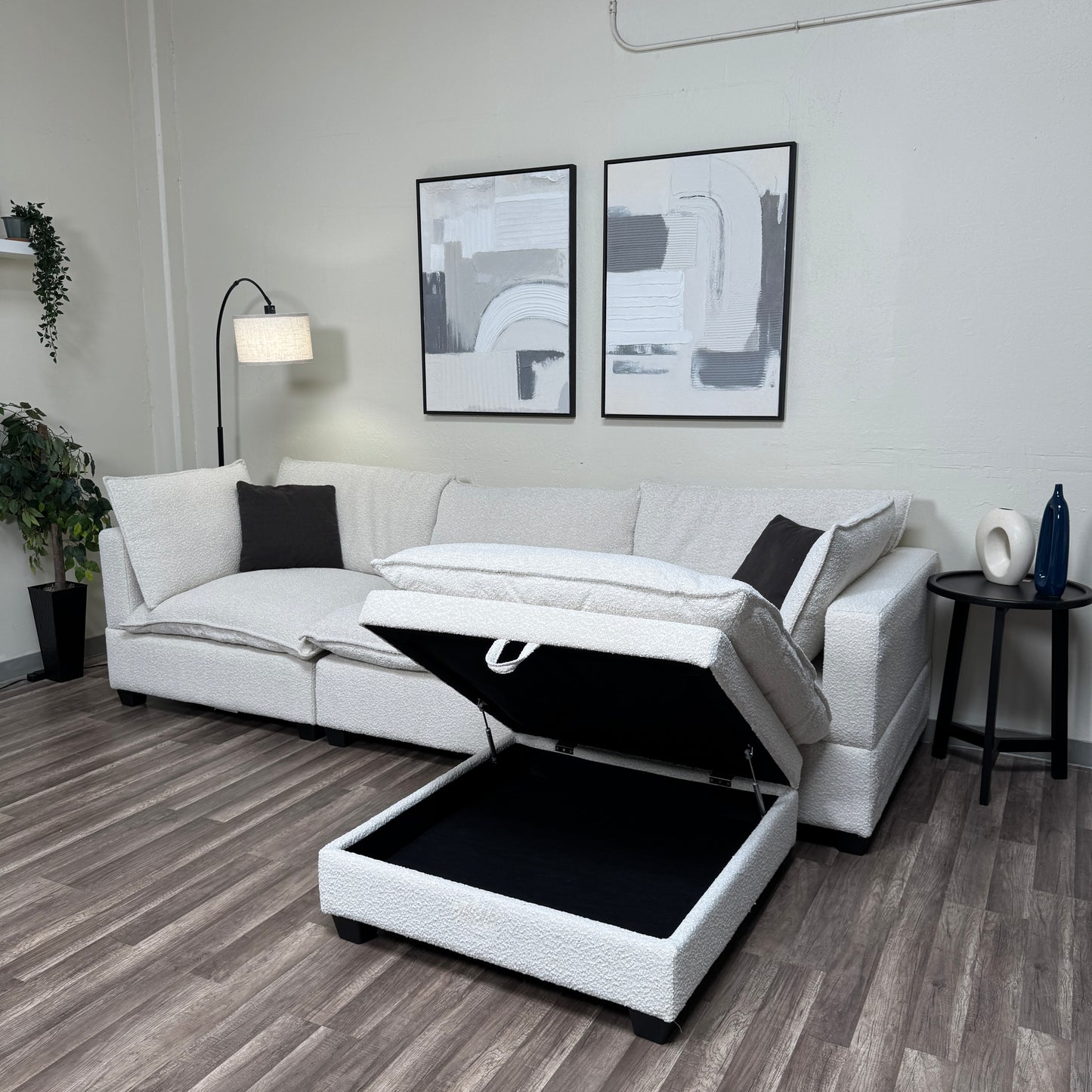 New In Box Cloud Boucle Modular Sectional - 4 Piece