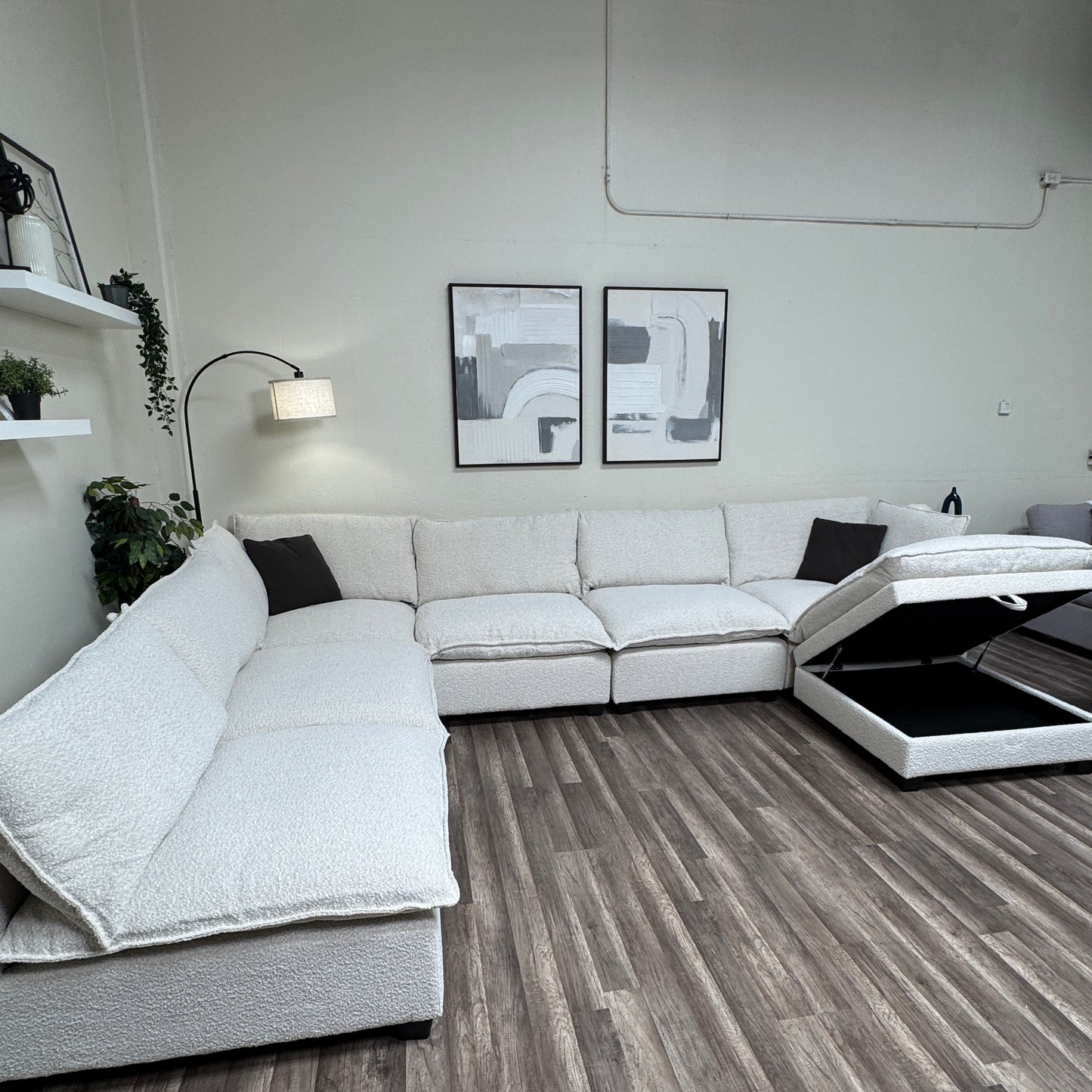 New In Box Cloud Boucle Modular Sectional - 7 Piece