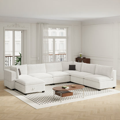 New In Box Cloud Boucle Modular Sectional - 7 Piece