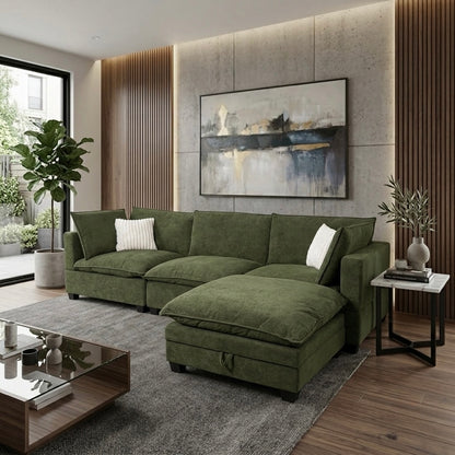 Sonoma Cloud 4-Piece Modular Sectional - Olive Green