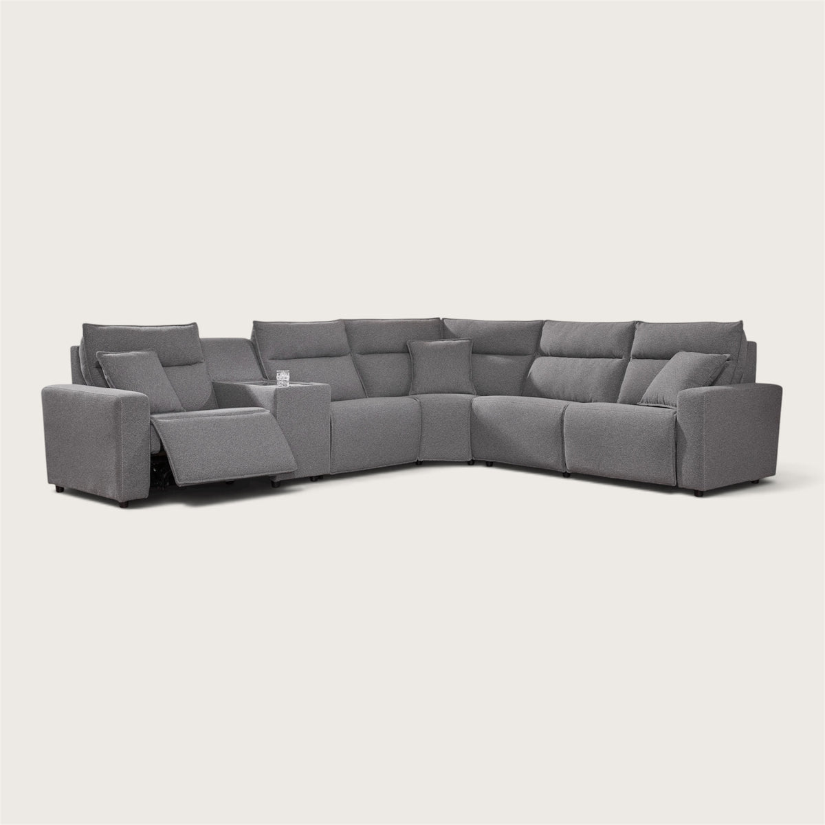 Maverick 6-Piece Dual Power Reclining Sectional with 3 Reclining Seats and Console