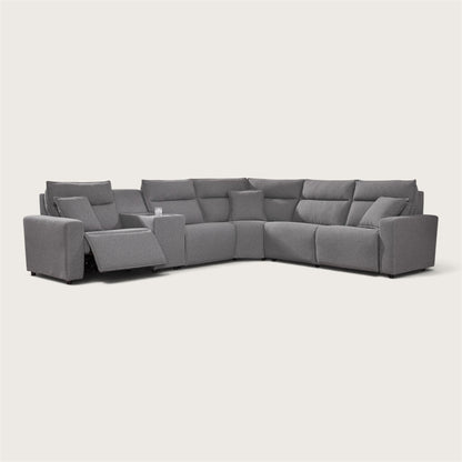 Maverick 6-Piece Dual Power Reclining Sectional with 3 Reclining Seats and Console