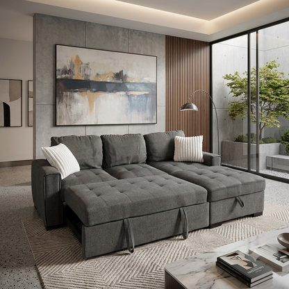 Thomasville Gray Sectional with Sleeper and Storage