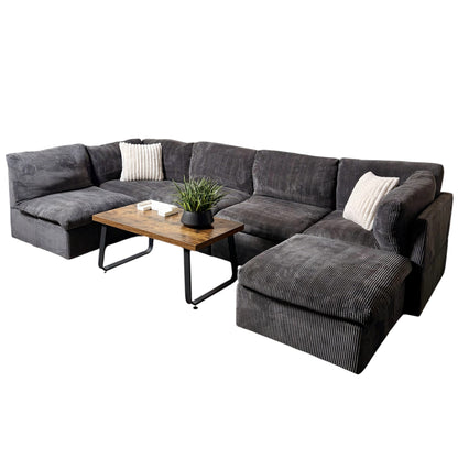 Gray Corduroy Modular Sectional