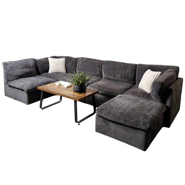 Gray Corduroy Modular Sectional