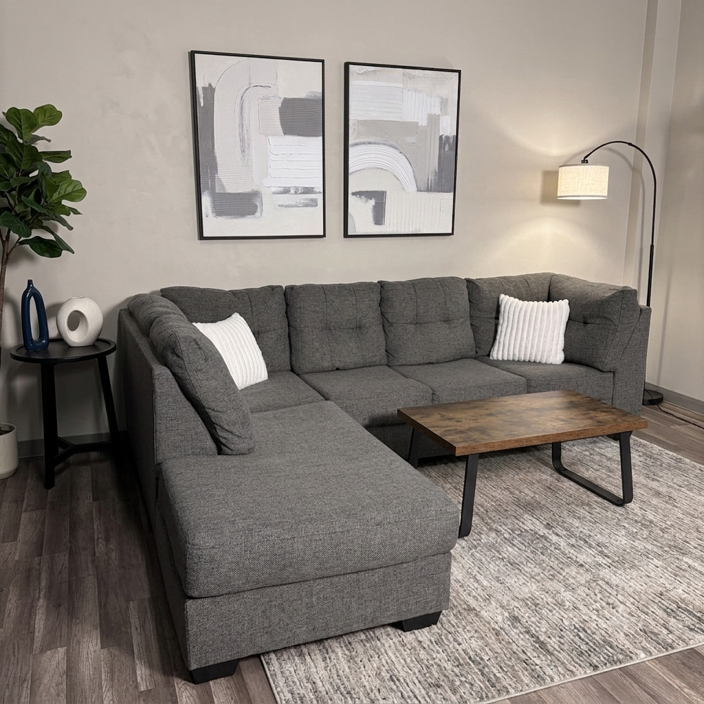 Living Spaces Gray L Shaped Sectional
