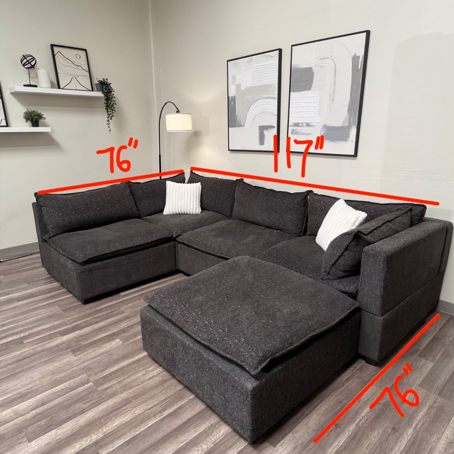 Albany Park Cloud Modular Gray Sectional Couch