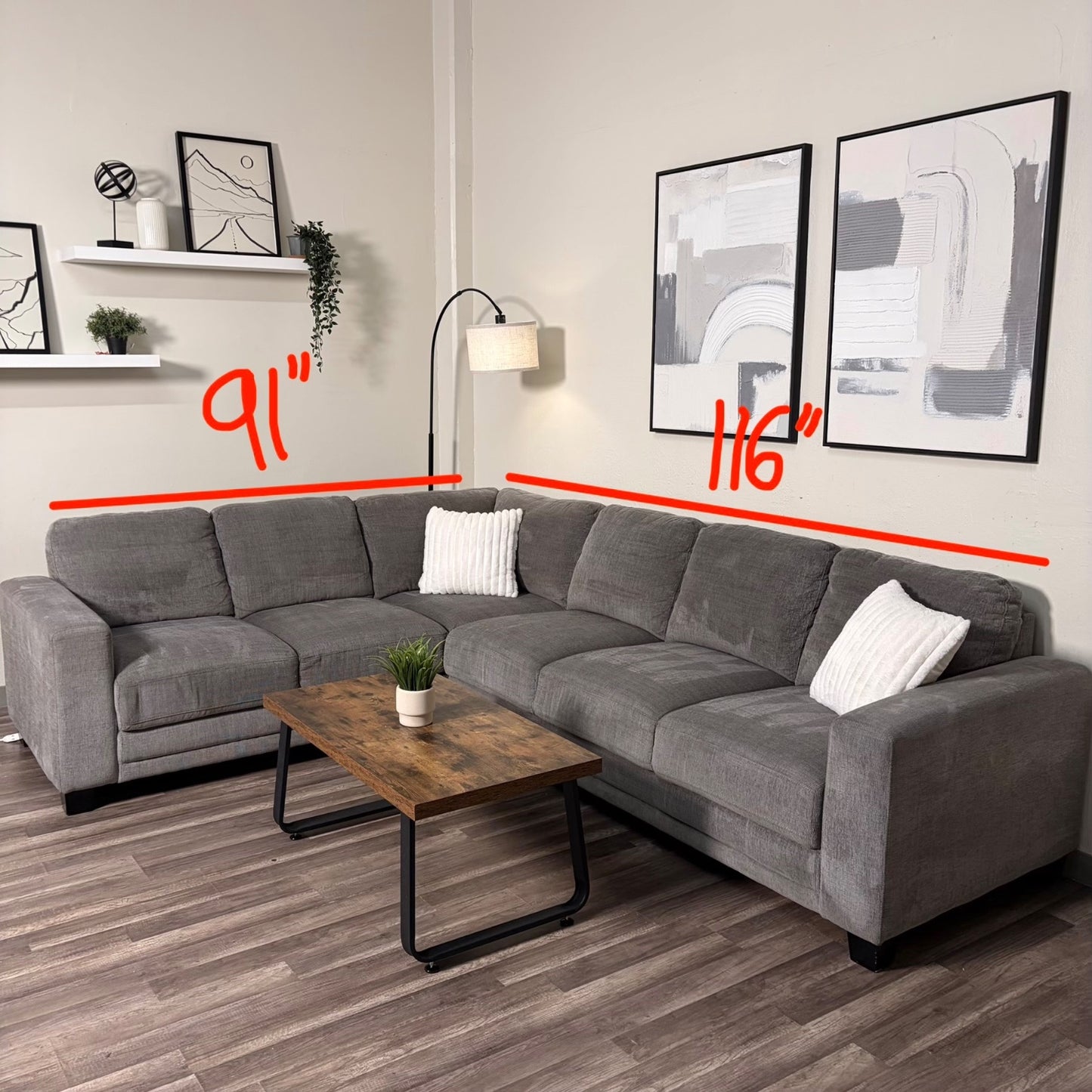 Living Spaces Gray Sectional